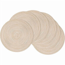15 Inch Round Braided Placemats Set of 6 Beige