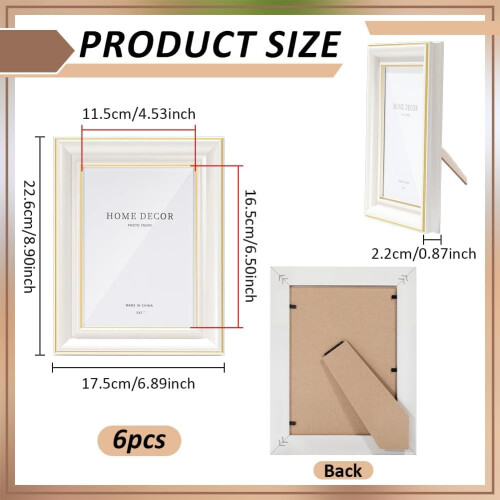6 Pack 8.9 x6.9 in Wooden oto Frame Stand Box Frames Small Shadow Display Case Picture Frames Shadow Box Set 1