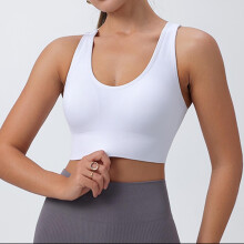 Gevoerde sportbeha voor dames, hoge ondersteuning, verstelbare bandjes, racerback, lange sportbeha voor workouts, gym, yoga, crop top, tanktop, grote