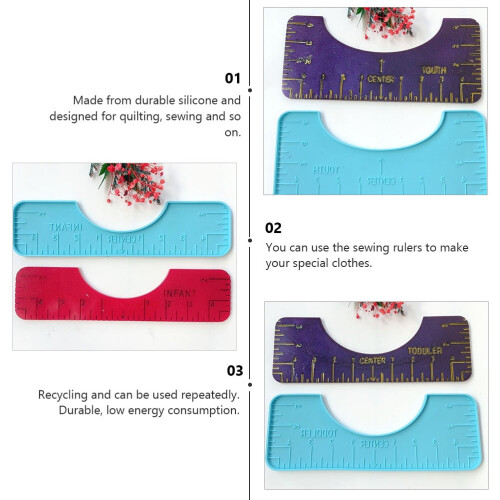 Reusable Clothes Ruler Sky-Blue 4Set 10.2x4.5x0.2In 2