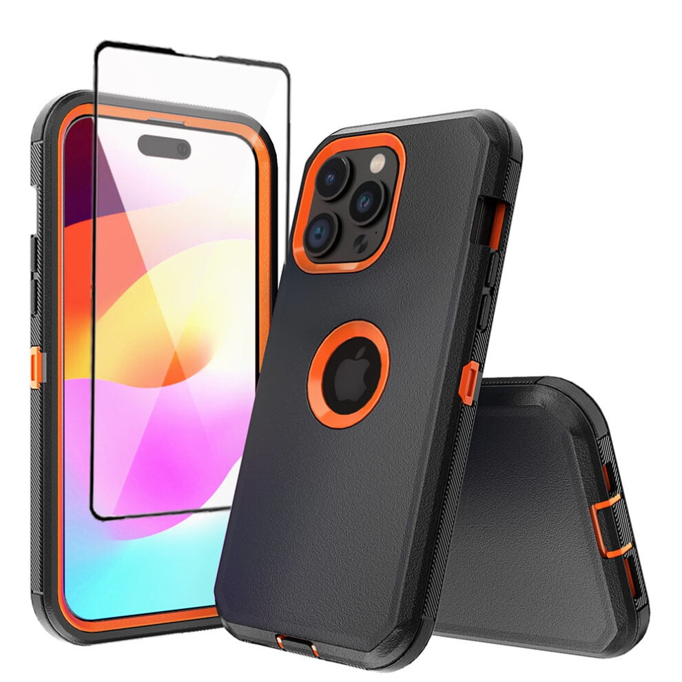 Xhy Iphone 16 Pro Max Case With Screen Protector, Military-Grade 3-In-1 Shockproof Armor, Compatible With Iphone 16 Pro Max 6.9" Â + Black/Orange 9555307279693