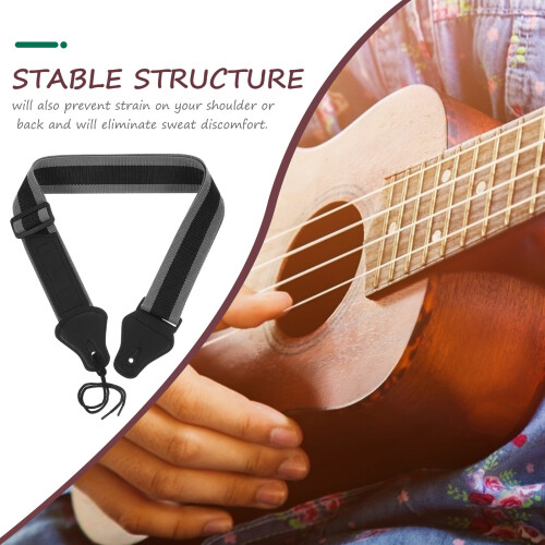 Adjustable Electric Guitar Strap with 3 Picks - Black 1
