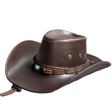 Pălărie de cowboy occidentală din piele artificială, stil etnic retro, curea, decor, Vintage, domn, pălărie reglabilă, pălărie de jazz