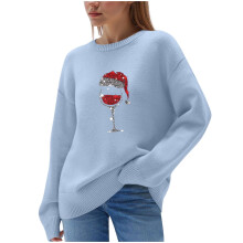 Weihnachtspullover für Damen, niedlicher und lustiger Print, warmer Weihnachtspullover mit Rundhalsausschnitt für Festtage, Winterpartys