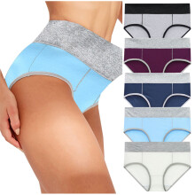 Slip bikini pentru femei din bumbac (disponibil mărimi mari), chiloți elastici invizibili, fără cusături, model hipster, set de 5 bucăți