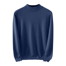 Men's Fashion High Neck Sweater Fall Winter Casual Solid Color Thermal Warm Knitted Pullover Top Men's Sweaters(Navy#1,M)