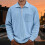 Shirts for Men Corduroy Long Sleeve Solid Collared Tops Zipper Pullover Textured Sweatshirt 2
