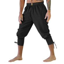 Caprihose für Herren, Retro-Stil, Mittelalter, schnelltrocknend, Jodhpurhose, weit geschnitten, mit Riemen, schmal zulaufend, kurze Hose, Reithose,