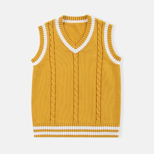 Mädchenpullover, Kinderpullover mit V-Ausschnitt, ärmellos, warm, gestrickt 2