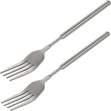 Ausziehbare Gabel 8,7-25,4", Teleskop-Grill-/Dessertgabel aus Edelstahl (2 Stück), kompatibel mit Standardgrills