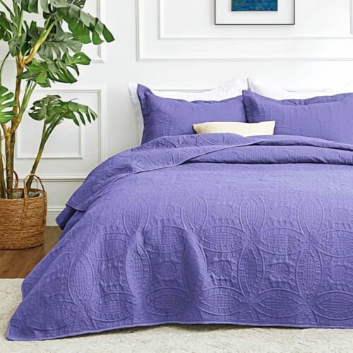 Σετ κλινοσκεπασμάτων King Size, Deep Purple, 3 τεμάχια (1 πάπλωμα + 2 κουβέρτες), ελαφρύ