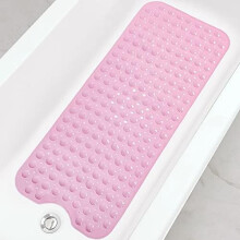 Extra lange antislip bad- en douchemat, 99 x 41 cm, machinewasbaar, met zuignappen en afvoergaten, roze