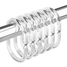 Plastic Shower Curtain Rings, Shower Curtain Hooks, 24 Pcs C Shaped Shower Hooks for Shower Curtain, Clear Shower Curtain Hooks for Bathroom