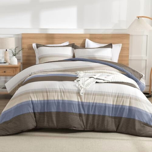 Blue Brown Twin Comforter Set 2 Pieces 1