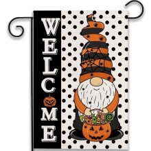 Halloween-nissehaveflag – 30x46 cm dobbeltsidet jute-græskarlygte havedekoration, uhyggelig udendørsdekoration