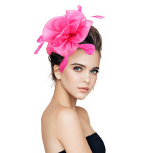 Hårspænder Hatte til Kvinder Fascinatorer Dame Blomsterhat til Teselskab Cocktail Bryllup Kirke Fascinatorer Hatte til Kvinder Hot Pink