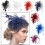 Κομψό καπέλο Fascinator με διακοσμητικά από ψεύτικο φτερό και πλέγμα, μαύρο 1