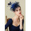 Κομψό καπέλο Fascinator με διακοσμητικά από ψεύτικο φτερό και πλέγμα, μαύρο 6