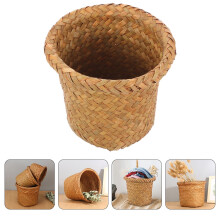 Cubo de basura pequeño Worgeous, de mimbre, color marrón, 1 unidad, 9,4 x 9,4 x 7,9 pulgadas.