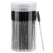 100 Einweg-Mascara-Bürstchen, Kristall-Augenbrauenbürstchen für Wimpernverlängerungen, schwarze Wimpernbürsten mit Aufbewahrungsbox