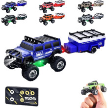 Mini camion telecomandat off-road la scară 1:64 cu lumini LED și control dublu - Jucărie de aventură supremă pentru interior/exterior