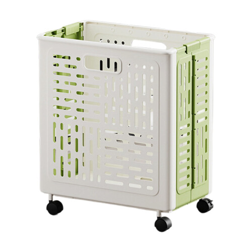 Coș de rufe pliabil cu roți, plastic, 38-45 cm 1
