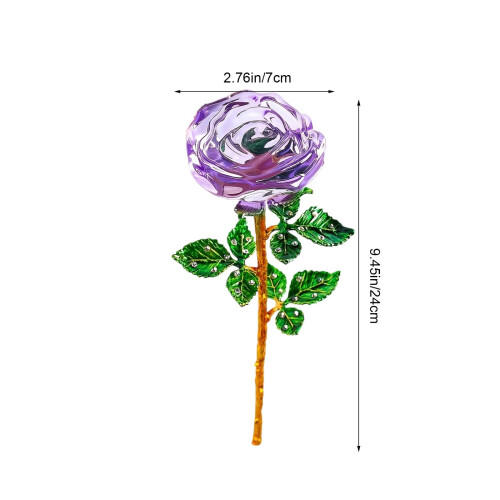 Rosa de cristal ornamental, flor de vidro de 24 cm (9,5 polegadas) 1