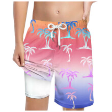 Kids Swim Trunks for Boys & Girls, Cartoon Print, Purple 6-7Y, Compatible with Pool & Beach Use