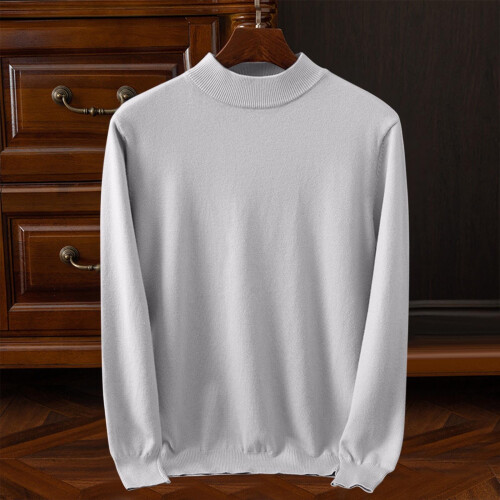 Herrenmode Stehkragenpullover Herbst Winter Lässiger einfarbiger Thermopullover Warm Strickpullover Top Herrenpullover (Grau Nr. 1, L) 1