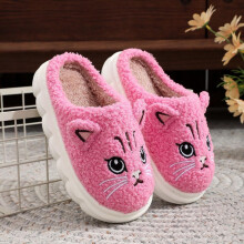 Girls Boys Slippers Cartoon Animal Closed Toe Non- Soft Sole Plush House Shoes Kids Comfort Beach Slipper,Pink,4-5 Years