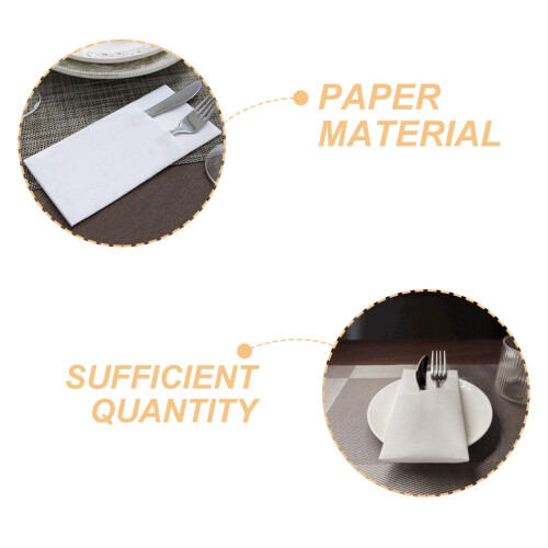 Serviettes jetables blanches avec poche pour couverts (50 pièces) 2