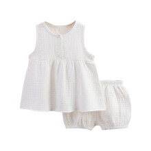 Girls Summer Outfits, Girls Summer Sets, Summer Girls' Round Neck Sleeveless Casual Tops and Elastic Waist Shorts Solid Color Summer Outfits