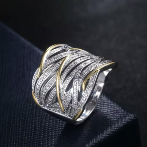 Δαχτυλίδι γάμου Charm Two Tone925 από ασήμι 925, γυναικείο δαχτυλίδι γάμου με κυβικά