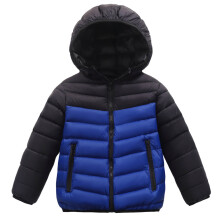 Dětská lehká péřová bunda, zimní teplá kapuce s barevným blokovým designem pro outdoorové aktivity