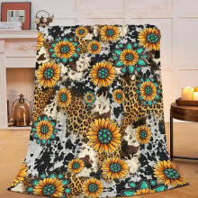 Sunflower Flannel Plush Throw Blanket, Cozy Yellow Fleece Blanket for Bed, Travel & Gifts – 50"x60"