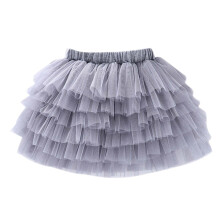 TUOBARR Kleinkindkleid für Mädchen, süßes Partykleid, Tanzkleid, einfarbig, aus Netzgarn und Tüll, Prinzessinnenkleid, Tutu-Rock, Grau