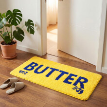 Bright Yellow Butter Rug Shaggy Non-Slip Bathroom Runner