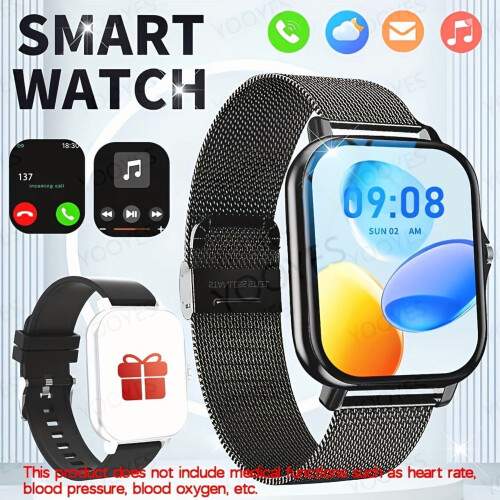 Full Touch Screen Smart Watch: Make & Answer Calls, Message Alerts, Unisex Design for Android & compatible with iPhone 1