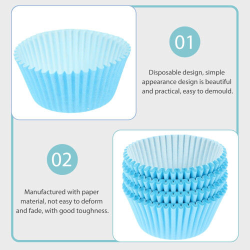 Blaue Mini-Cupcake-Förmchen, 100er-Packung, lebensmittelechtes Papier 2