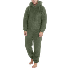 Hooded Fleece Jumpsuit for Men One Piece Zip Up Winter Pajamas with Pocket Soft Cozy Sleepwear Winter Warm Plush Loungewear