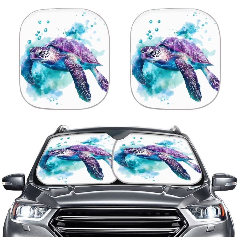 Sea Turtle Windshield Sun Shade Foldable Sunshades 28.5"X25.5" Blocks Uv Rays Sun Visor For Car Truck Suv Sedan Van, Keeps Your Vehicle Cool 9085618260061