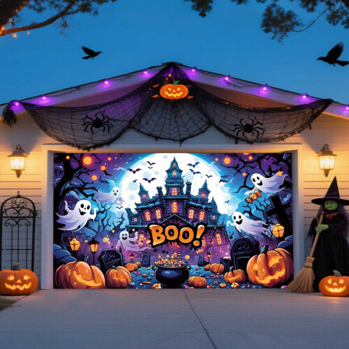 Ύφασμα banner για πόρτες γκαράζ Halloween, ανθεκτικό στις καιρικές συνθήκες 2