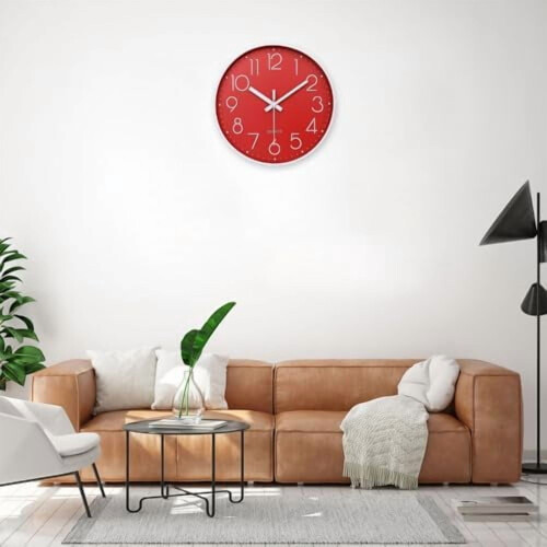 14 Inch Silent Wall Clock – Cement Grey Dial with White 1