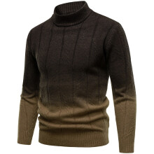 Pull de Noël pour homme, pull en maille à col roulé ajusté dégradé automne/hiver – Vêtement d'extérieur chaud et tendance