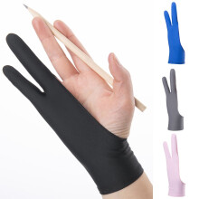 1 par de guantes de artista con rechazo de palma y dos dedos para dibujar, compatibles con iPad y tabletas gráficas, para mano izquierda/derecha.
