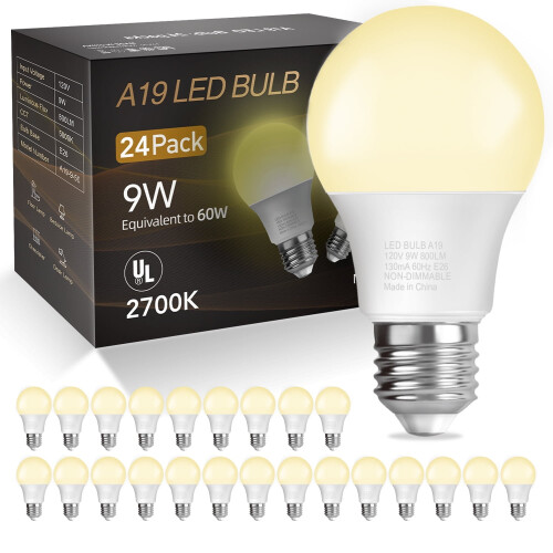 A19LED-pære 60W ækvivalent 2700K 800lm E26