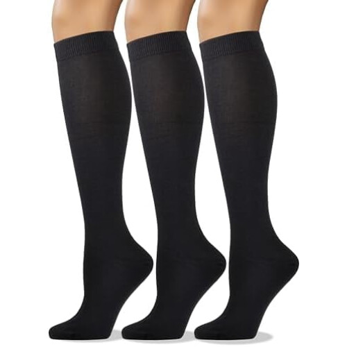Damknästrumpor i kammad bomull med sömlös tå, 3-pack