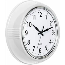 Horloge murale rétro rouge 30 cm (12 po) – Style années 1950, mouvement à quartz silencieux