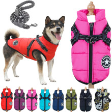 Giacca invernale 3 in 1 per cani e gatti, giacca foderata in pile con pettorina, impermeabile e antivento.