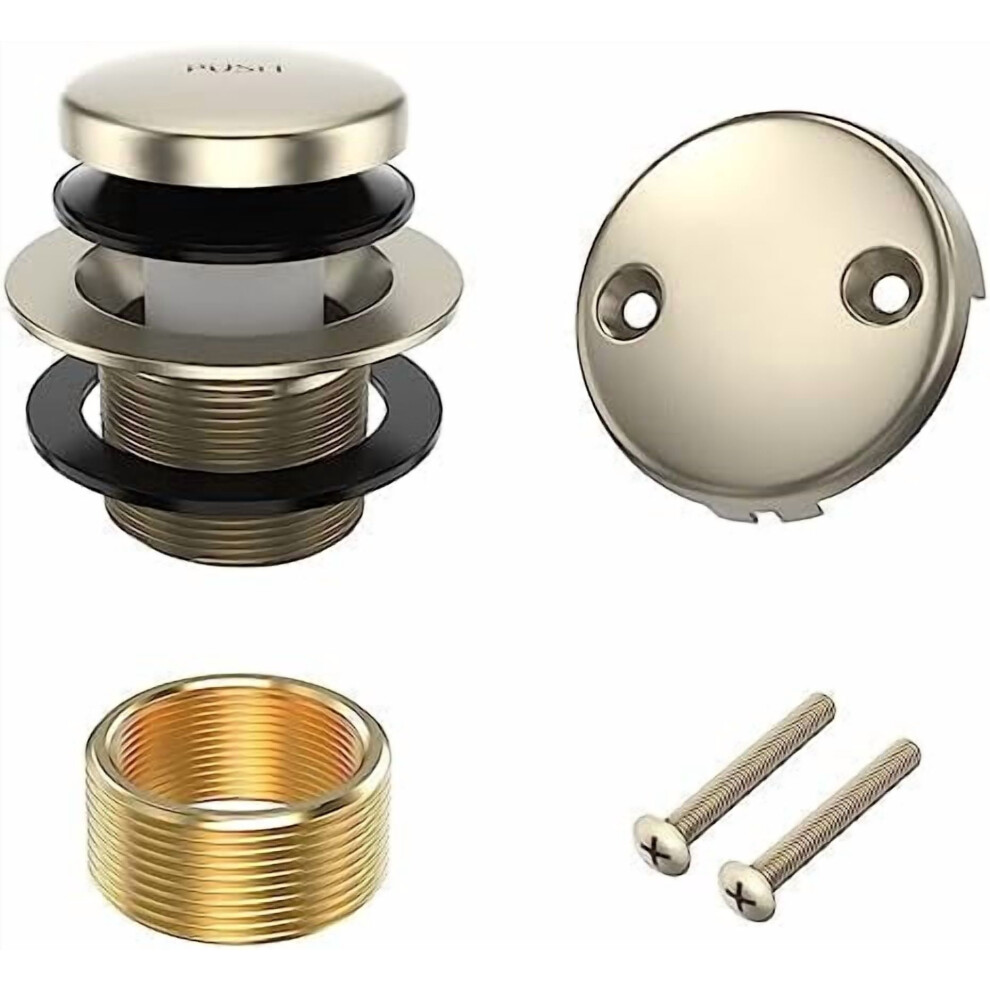 All Metal Tip-Toe Bathtub Drain Kit With Two-Hole Overflow Faceplate, Universal Fine/Coarse Thread, Compatible With All Bathtubs Â Brushed Nickel 9085618811584